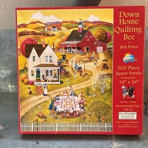 Down Home Quilting Bee 500-Piece Jigsaw Puzzle - Red Box